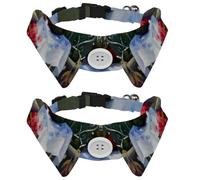 2 Pack Dog Collar with Bowtie and Bell, Red Geraniums Adjustable Lapel Design Cat Bow Tie Collar for Small Pets