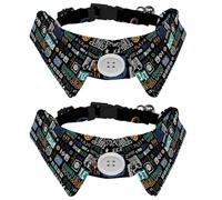 2 Pack Dog Collar with Bowtie and Bell, Retro Sport Go You Win Slam Dunk Team Basketball Pattern Adjustable Lapel Design Cat Bow Tie Collar for Small Pets