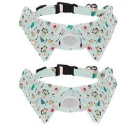2 Pack Dog Collar with Bowtie and Bell, Retro Tea Time Pattern Adjustable Lapel Design Cat Bow Tie Collar for Small Pets