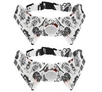 2 Pack Dog Collar with Bowtie and Bell, Rock Musical Instrument Drum Adjustable Lapel Design Cat Bow Tie Collar for Small Pets