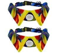 2 Pack Dog Collar with Bowtie and Bell, Rooster with Red Comb Adjustable Lapel Design Cat Bow Tie Collar for Small Pets