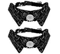 2 Pack Dog Collar with Bowtie and Bell, Scientific Equation Calculations Physics Mathematics Pattern Adjustable Lapel Design Cat Bow Tie Collar for Small Pets
