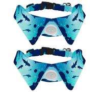 2 Pack Dog Collar with Bowtie and Bell, Shark Swims under the Aperture Adjustable Lapel Design Cat Bow Tie Collar for Small Pets