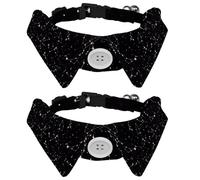 2 Pack Dog Collar with Bowtie and Bell, Star Constellation Universe Zodiac Pattern Adjustable Lapel Design Cat Bow Tie Collar for Small Pets