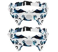 2 Pack Dog Collar with Bowtie and Bell, Starry Sky and Cats Adjustable Lapel Design Cat Bow Tie Collar for Small Pets