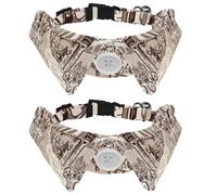 2 Pack Dog Collar with Bowtie and Bell, Street Cafe in the City Bicycle Illustration Adjustable Lapel Design Cat Bow Tie Collar for Small Pets
