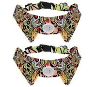 2 Pack Dog Collar with Bowtie and Bell, Sugar Skull Day of the Dead Pattern Adjustable Lapel Design Cat Bow Tie Collar for Small Pets