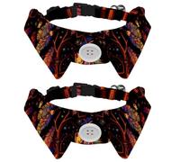 2 Pack Dog Collar with Bowtie and Bell, Tribal Dream Catcher Love Heart Feather Pattern Adjustable Lapel Design Cat Bow Tie Collar for Small Pets