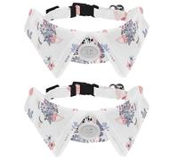 2 Pack Dog Collar with Bowtie and Bell, Unicorn Head with Flower Crown Rosegold Glitter Horn Pattern Adjustable Lapel Design Cat Bow Tie Collar for Small Pets