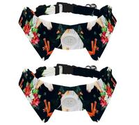 2 Pack Dog Collar with Bowtie and Bell, Unicorn Horse Flower Adjustable Lapel Design Cat Bow Tie Collar for Small Pets