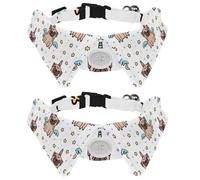 2 Pack Dog Collar with Bowtie and Bell, Unicorn Pug Dog Wing Blue Star Adjustable Lapel Design Cat Bow Tie Collar for Small Pets