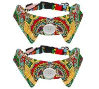 2 Pack Dog Collar with Bowtie and Bell, Vintage Indian Tribe Mandalas Floral Flowers Pattern Adjustable Lapel Design Cat Bow Tie Collar for Small Pets