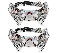 2 Pack Dog Collar with Bowtie and Bell, Watercolor Butterfly Tropic Orchid Flower Pattern Adjustable Lapel Design Cat Bow Tie Collar for Small Pets