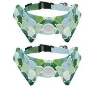 2 Pack Dog Collar with Bowtie and Bell, Watercolor Mermaid Scales Adjustable Lapel Design Cat Bow Tie Collar for Small Pets