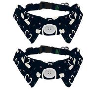 2 Pack Dog Collar with Bowtie and Bell, White Swans in Love and Water Lily Pattern Adjustable Lapel Design Cat Bow Tie Collar for Small Pets