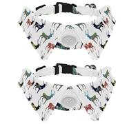 2 Pack Dog Collar with Bowtie and Bell, Wood in Deer Landscapes Silhouette Patterns Adjustable Lapel Design Cat Bow Tie Collar for Small Pets