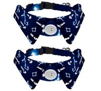 2 Pack Dog Collar with Bowtie and Bell, Zodiac Horoscope Illustration Adjustable Lapel Design Cat Bow Tie Collar for Small Pets