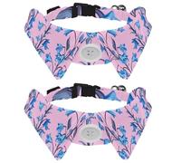 2 Pack Dog Collar with Bowtie, Bluebells Flowers on Pink Background Soft Pet Cats Necktie for Small Dogs Wedding Birthday Costumes
