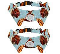 2 Pack Dog Collar with Bowtie, Cartoon Thanksgiving Turkey Bird and Pumpkin Soft Pet Cats Necktie for Small Dogs Wedding Birthday Costumes