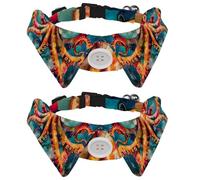 2 Pack Dog Collar with Bowtie, Colorful Nautical Octopus Coastal Vintage Map Soft Pet Cats Necktie for Small Dogs Wedding Birthday Costumes
