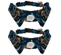 2 Pack Dog Collar with Bowtie, Cosmic Moon Magic Mushrooms Soft Pet Cats Necktie for Small Dogs Wedding Birthday Costumes