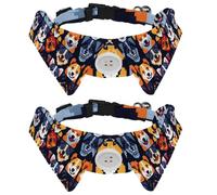 2 Pack Dog Collar with Bowtie, Cute Pixel Dogs Pattern Soft Pet Cats Necktie for Small Dogs Wedding Birthday Costumes