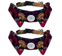2 Pack Dog Collar with Bowtie, Forest with Flowers Trees Bees and Mystery Plants Soft Pet Cats Necktie for Small Dogs Wedding Birthday Costumes