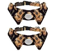 2 Pack Dog Collar with Bowtie, Guitar Seamless Pattern in Cowboy Style Soft Pet Cats Necktie for Small Dogs Wedding Birthday Costumes