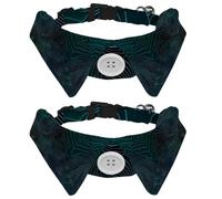 2 Pack Dog Collar with Bowtie, Ocean Line Map with Curvy Wave Soft Pet Cats Necktie for Small Dogs Wedding Birthday Costumes
