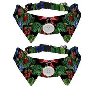2 Pack Dog Collar with Bowtie, Red Berries and Blue Meadow Flower Soft Pet Cats Necktie for Small Dogs Wedding Birthday Costumes