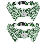 2 Pack Dog Collar with Bowtie, Saint Patricks Day Shamrocks Lucky Green Clover Soft Pet Cats Necktie for Small Dogs Wedding Birthday Costumes