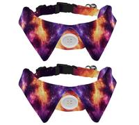 2 Pack Dog Collar with Bowtie, Stary Night Cosmos Universe Astronomy Soft Pet Cats Necktie for Small Dogs Wedding Birthday Costumes