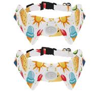 2 Pack Dog Collar with Bowtie, Summer Icons Ice Cream Watermelon Sunglasses Sun Pattern Soft Pet Cats Necktie for Small Dogs Wedding Birthday Costumes