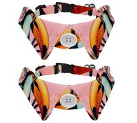 2 Pack Dog Collar with Bowtie, Tropical Bird Toucan Pink Soft Pet Cats Necktie for Small Dogs Wedding Birthday Costumes