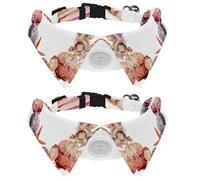2 Pack Dog Collar with Bowtie, Underwater Seashells and Starfish Wreath Soft Pet Cats Necktie for Small Dogs Wedding Birthday Costumes