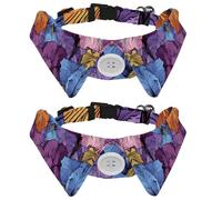 2 Pack Dog Collar with Bowtie, Vintage Iris Flowers Seamless Pattern Soft Pet Cats Necktie for Small Dogs Wedding Birthday Costumes