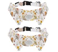 2 Pack Dog Collar with Bowtie, Watercolor Mushrooms Flowers Leaves and Sprigs Soft Pet Cats Necktie for Small Dogs Wedding Birthday Costumes