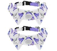 2 Pack Dog Collar with Bowtie, Watercolor Purple Bellflower Seamless Pattern Soft Pet Cats Necktie for Small Dogs Wedding Birthday Costumes