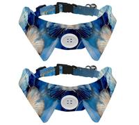 2 Pack Dog Collar with Bowtie, Watercolor Sea Shell with Golden Line Seamless Pattern Soft Pet Cats Necktie for Small Dogs Wedding Birthday Costumes