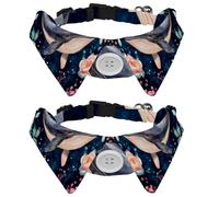 2 Pack Dog Collar with Bowtie, Watercolor Underwater whale and Flowers Soft Pet Cats Necktie for Small Dogs Wedding Birthday Costumes