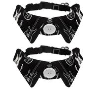 2 Pack Dog Collar with Bowtie, White and Black Electric Acoustic Guitar Collection Soft Pet Cats Necktie for Small Dogs Wedding Birthday Costumes