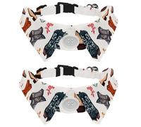 2 Pack Dog Collar with Bowtie, Wild West Various Cowboy Boots Pattern Soft Pet Cats Necktie for Small Dogs Wedding Birthday Costumes