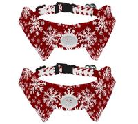 2 Pack Dog Collar with Bowtie, Xmas Snowflakes and Stars Pattern Soft Pet Cats Necktie for Small Dogs Wedding Birthday Costumes