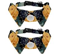 2 Pack Dog Collar with Bowtie, Yellow Peonies Flowers and Grapes Seamless Pattern Soft Pet Cats Necktie for Small Dogs Wedding Birthday Costumes