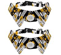 2 Pack Dog Collars Bowtie with Bells, Hand Drawn Color Blocks Black and Yellow Adjustable Bow Ties Cat Collar for Small Medium Boys and Girls Pets Puppies Kittens