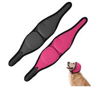 2 Pack Dog Ear Covers for Bathing, Grooming & Swimming, L Size Waterproof No Shake Ear Wraps for Dogs, Calming Hoodie Ear Muffs for Noise & Anxiety Relief, Blow Drying & Hematoma Protection (Pink & Bl
