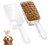 2-Pack Dog Food Scoop 1 Cup, Plastic Pet Food Measuring Scoop With Measuring Lines (1/2 & 1 Cup Markings) for Dogs, Cats, Fish, Bird（Transparent)