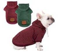 2 Pack Dog Hoodie Sweaters for Small Medium Dogs Warm Dog Clothes for Large Dogs Soft Waffle-Like Laminated Sweatshirt Bulldog (Dark Green+Wine Red, M (Back: 15.74",Chest: 21.65", Neck: 13.38"))