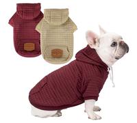2 Pack Dog Hoodie Sweaters for Small Medium Dogs Warm Dog Clothes for Large Dogs Soft Waffle-Like Laminated Sweatshirt Bulldog