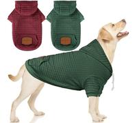 2 Pack Dog Hoodie Sweaters for Small Medium Dogs Warm Dog Clothes for Large Dogs Soft Waffle-Like Laminated Sweatshirt Bulldog (Dark Green+Wine Red, 3XL (Back: 30",Chest: 37", Neck: 27"))